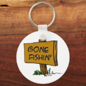 Funny Rustic Fun Gone Fishin Expressions Logo Sleutelhanger (Voorkant)