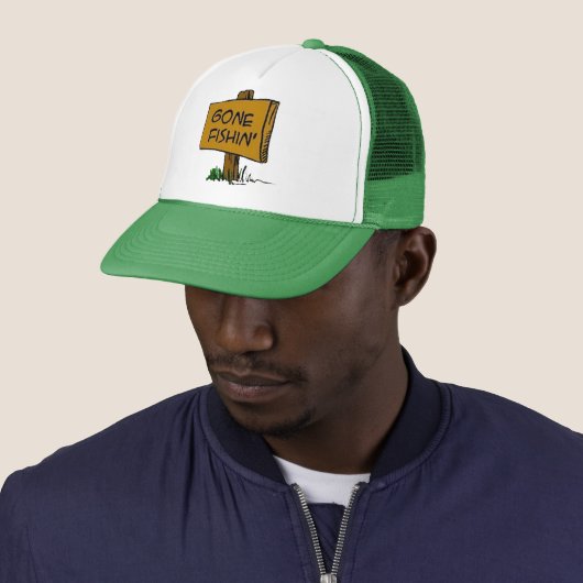 Funny Rustic Fun Gone Fishin Humoureuze Logo Trucker Pet (In situ)