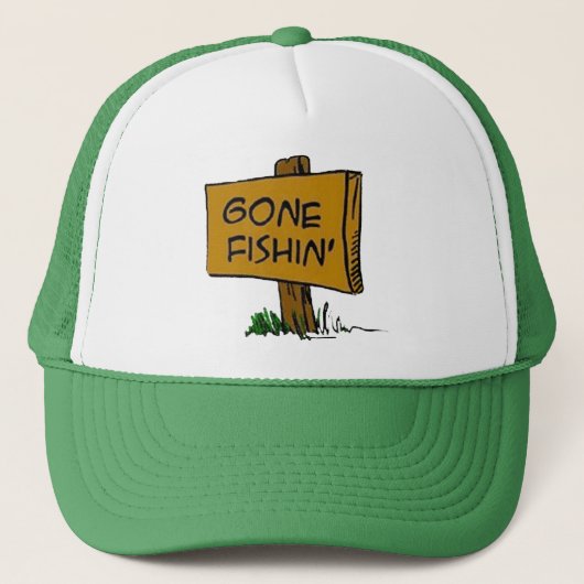 Funny Rustic Fun Gone Fishin Humoureuze Logo Trucker Pet (Voorkant)