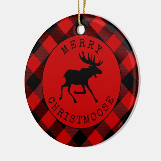 Funny Rustic Merry Christmose Red Pset Keramisch Ornament (Links)