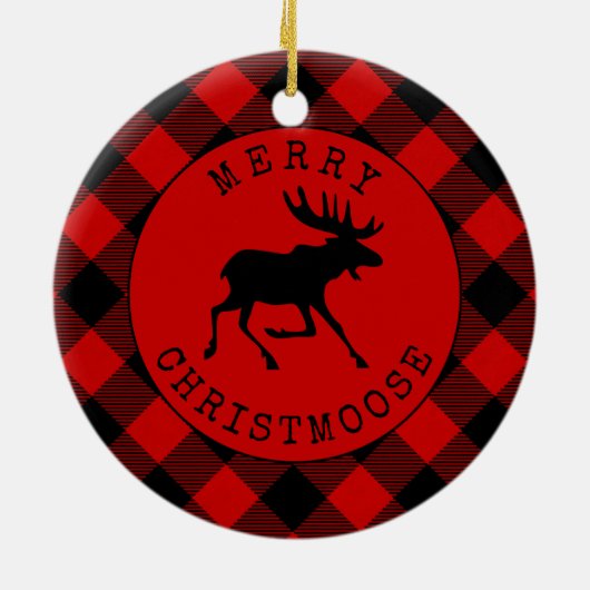 Funny Rustic Merry Christmose Red Pset Keramisch Ornament (Achterkant)