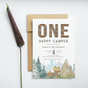 Funny Rustic One Happy Camper Retirement Kaart