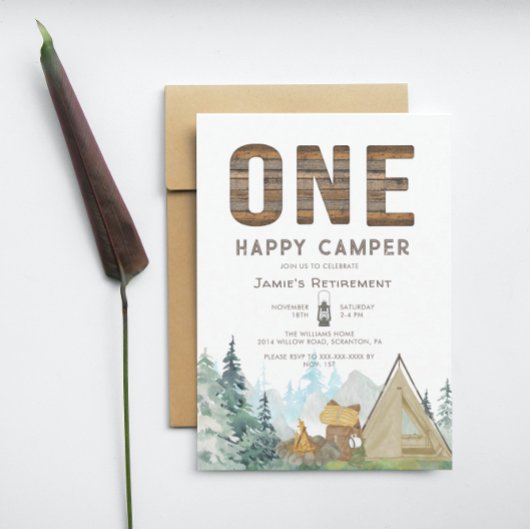 Funny Rustic One Happy Camper Retirement Kaart