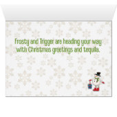 Funny Rustic Snowman en Reindeer kerstKaart (Binenzijde Horizontaal (Onderkant))