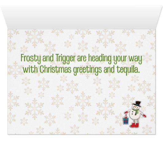 Funny Rustic Snowman en Reindeer kerstKaart (Binenzijde Horizontaal (Onderkant))