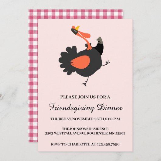 Funny & Rustic Turkey Thanksgiving Kaart (Voorkant / Achterkant)