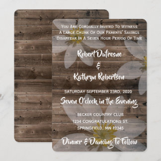 Funny & Rustic Wedding Invitation Kaart
