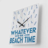 Funny Rustic Wood Beach Time Vierkante Klok (Hoek)
