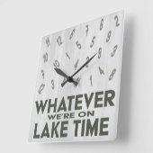 Funny Rustic Wood Lake Time Vierkante Klok (Hoek)