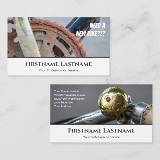Funny rustycle chain for Bicycle Repair Shops Visitekaartje (Voorkant / Achterkant)