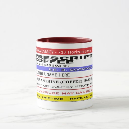 FUNNY Rx Label "Personalized" KOFFIE Mok (Midden)