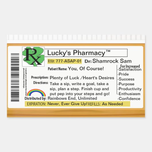 Funny RX Lucky's apotheek Rechthoekige Sticker (Voorkant)
