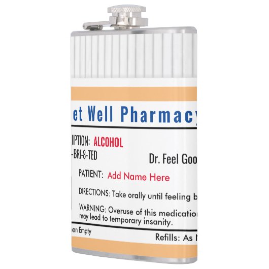 Funny RX Prescription Shot Glass Heupfles (Links)