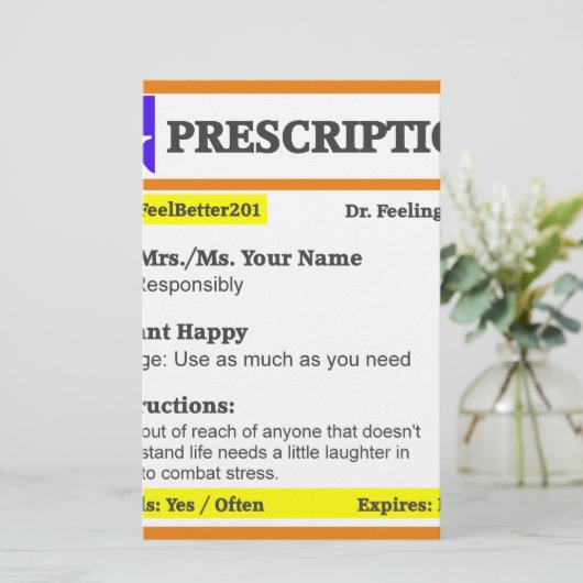 Funny rx recept briefpapier (Staand voorkant)