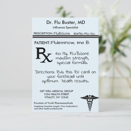 Funny RX Voorschrift Bedankkaart (Staand voorkant)