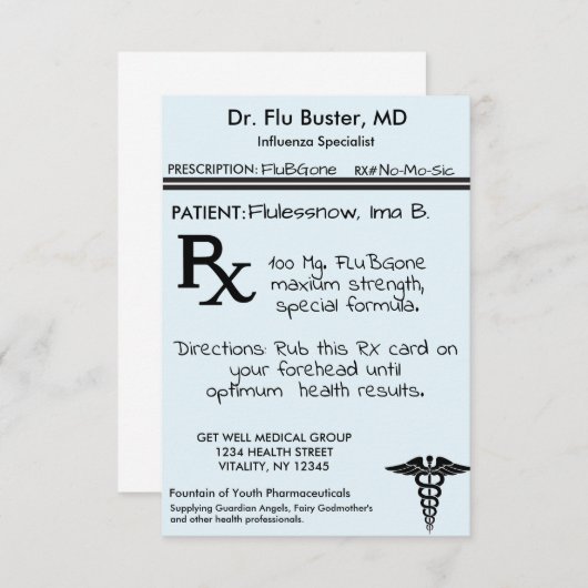 Funny RX Voorschrift Bedankkaart (Voorkant / Achterkant)
