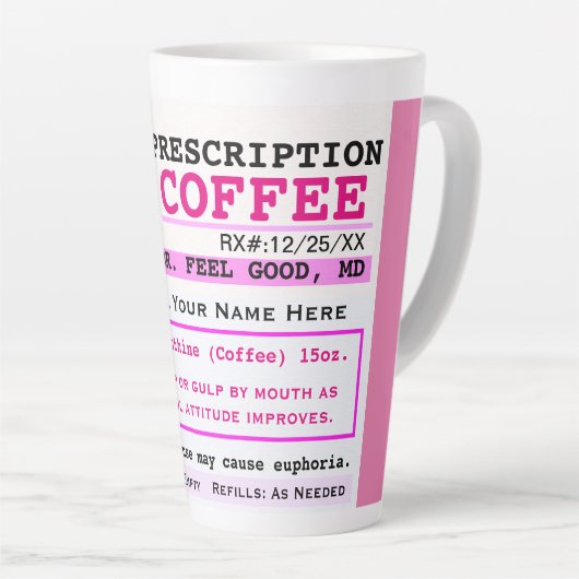 Funny RZ Prescription Coffee Latte Mok (Rechterhoek)