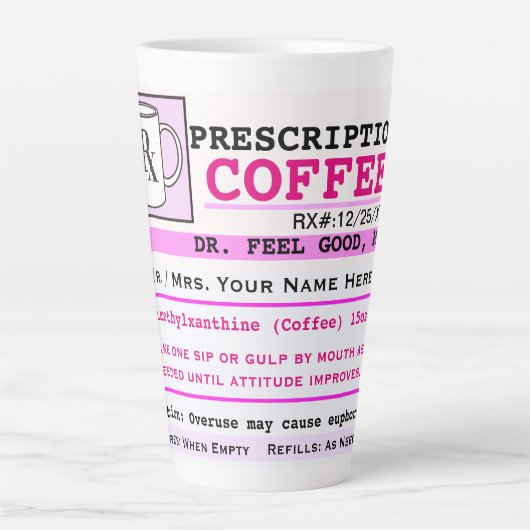 Funny RZ Prescription Coffee Latte Mok (Voorkant)