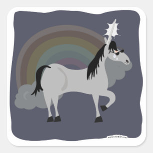 Funny Sad Emo Unicorn Alone Vierkante Sticker