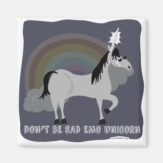 Funny Sad Emo Unicorn Magneet (Voorkant)