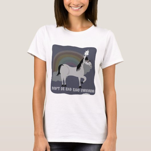 Funny Sad Emo Unicorn T-shirt (Voorkant)