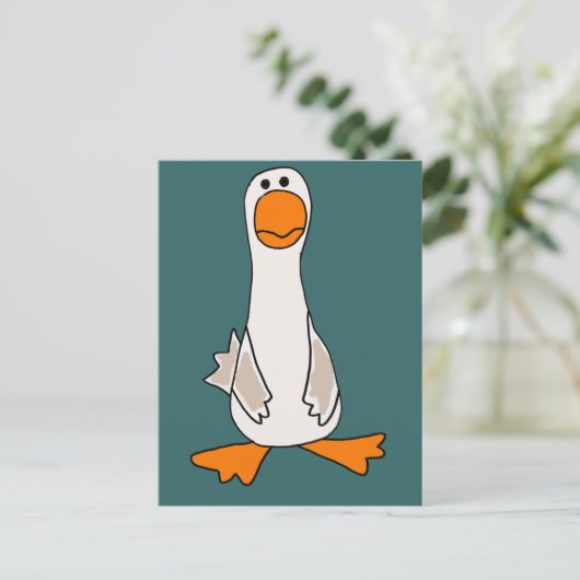 Funny Sad Goose Cartoon Briefkaart (Staand voorkant)