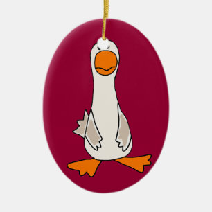 Funny Sad Goose Cartoon Keramisch Ornament