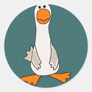 Funny Sad Goose Cartoon Ronde Sticker