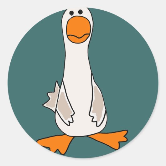 Funny Sad Goose Cartoon Ronde Sticker (Voorkant)