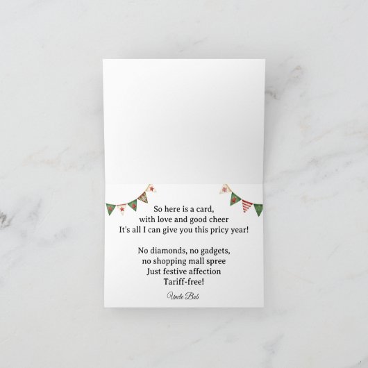 Funny Sad No Gift Due to Tariffs and Inflation Feestdagen Kaart (Binnen)