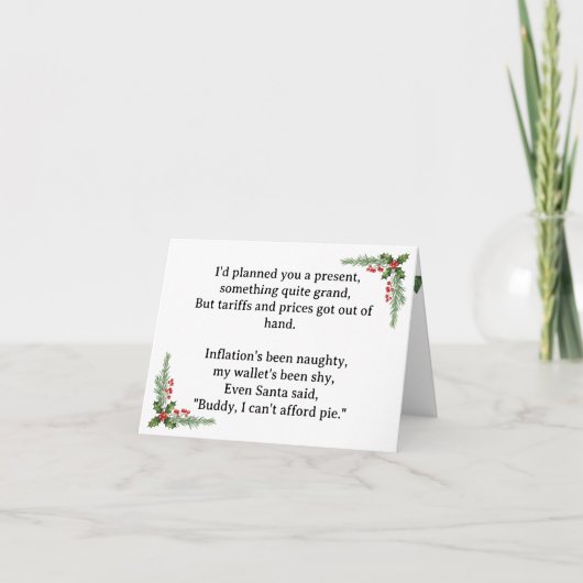 Funny Sad No Gift Due to Tariffs and Inflation Feestdagen Kaart (Voorkant)