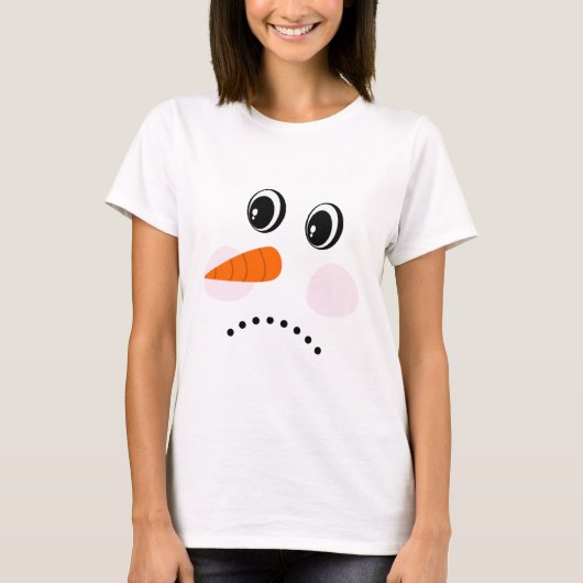 Funny Sad /Snowman Face T-shirt (Voorkant)