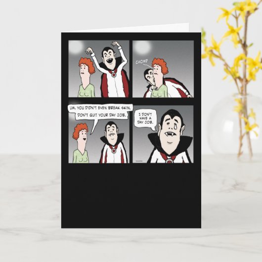 Funny Sad Vampire Halloween Kaart (Gele Bloem)