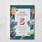 Funny Safari Animals 5th Birthday Card Kaart (Voorkant)