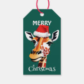 Funny Safari dieren Giraffe kerstfeest Cadeaulabel (Voorkant)