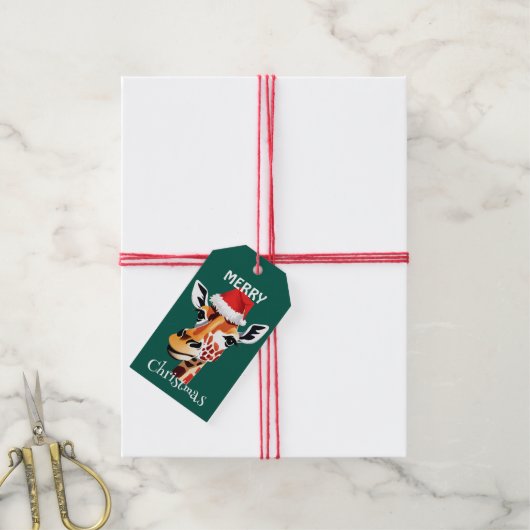 Funny Safari dieren Giraffe kerstfeest Cadeaulabel (Met Touw)