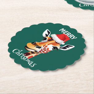 Funny Safari dieren Giraffe kerstfeest Kartonnen Onderzetters