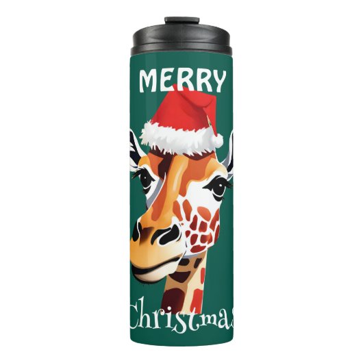 Funny Safari dieren Giraffe kerstfeest Thermosbeker (Voorkant)