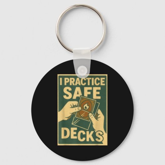 Funny Safe Decks Trading Card Game Pun Humor  Sleutelhanger (Voorkant)