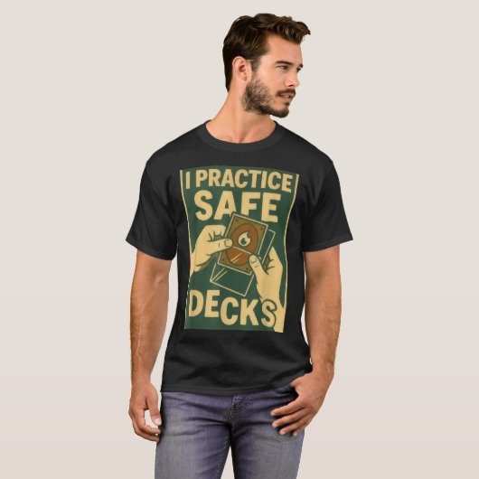 Funny Safe Decks Trading Card Game Pun Humor  T-shirt (Voorkant volledig)