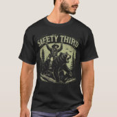 Funny "Safety Third" Shirt, Grizzly Bear & Cowboy  T-shirt (Voorkant)