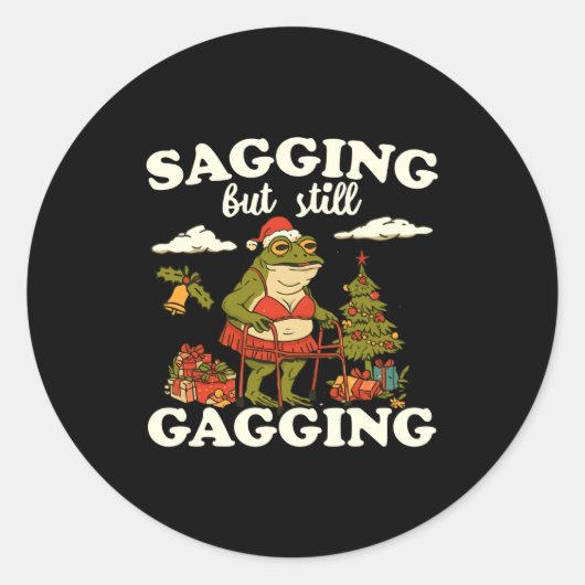 Funny Sagging But Still Gagging Santa Frog Meme Ch Ronde Sticker (Voorkant)