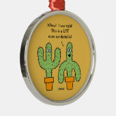 Funny Saguaro Cactus Cartoon kerstboom Metalen Ornament (Rechts)