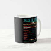Funny Sailing Nutritional Facts Koffiemok (Voorkant rechts)