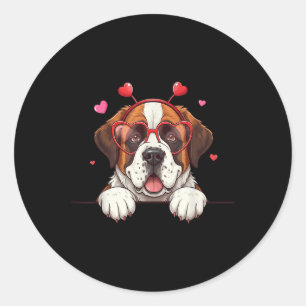 Funny Saint Bernard Dog Hart Hoofdband Valentijn W Ronde Sticker