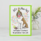 Funny Saint Bernard Donuts Birthday Party Kaart (Staand voorkant)