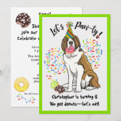 Funny Saint Bernard Donuts Birthday Party Kaart (Voorkant / Achterkant)