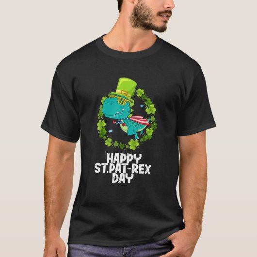 Funny Saint Patrick Day Flying T Rex Dinosaur Sung T-shirt (Voorkant)