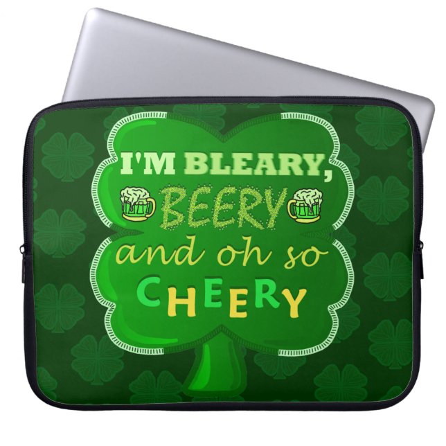 Funny Saint Patrick's Day Beer Laptop Sleeve (Voorkant)