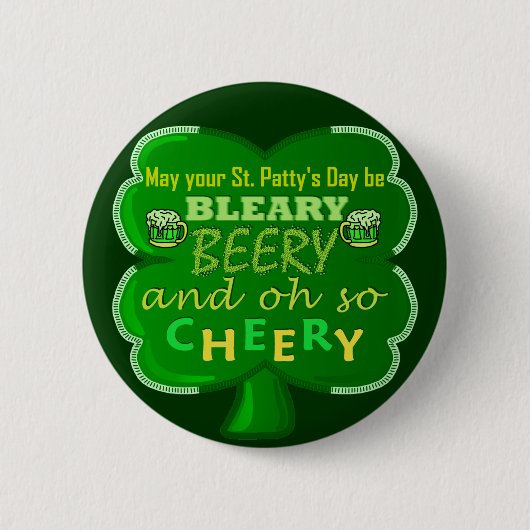 Funny Saint Patrick's Day Beer Ronde Button 5,7 Cm (Voorkant)